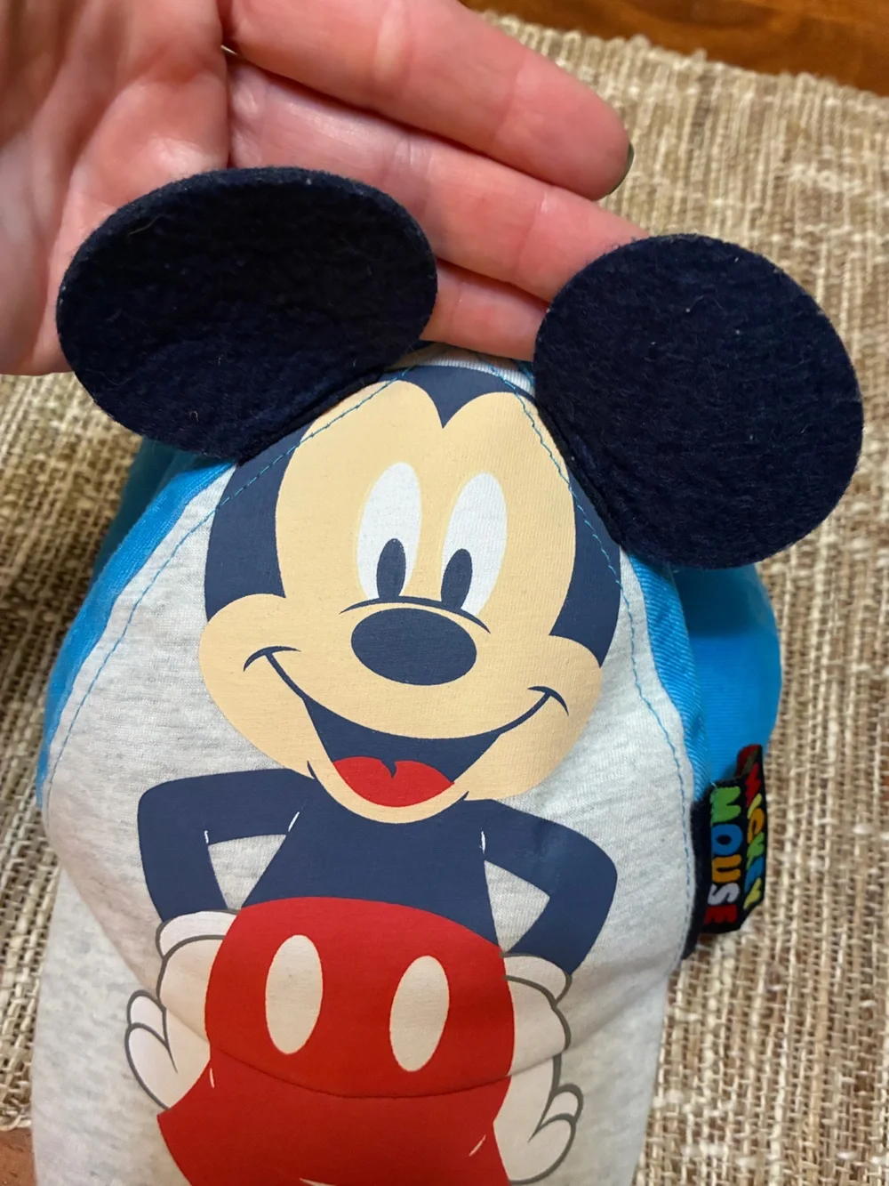 Disney Mickey Mouse Toddler Baseball Hat Gray Blue 3D Ears